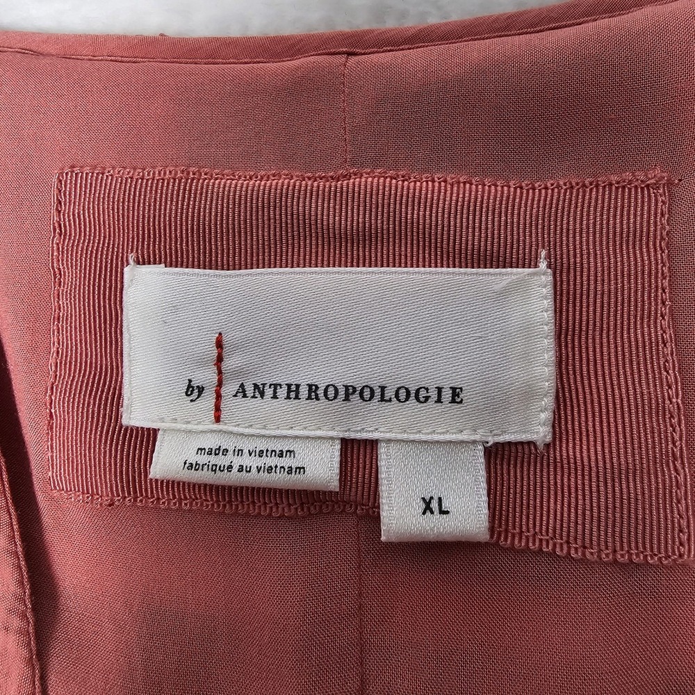 By Anthropologie V-Neck Waistless Maxi Somerset‎ XL Terracotta Rose Crinkle Boho - Picture 5 of 14